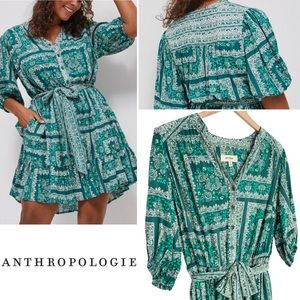 Anthro x Porridge Isabel Mini Dress Green 1X NWT